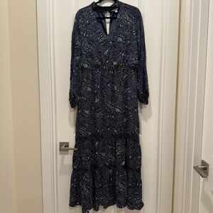 Belle & Sky purple and Green lace Long Sleeve Dress in size xl